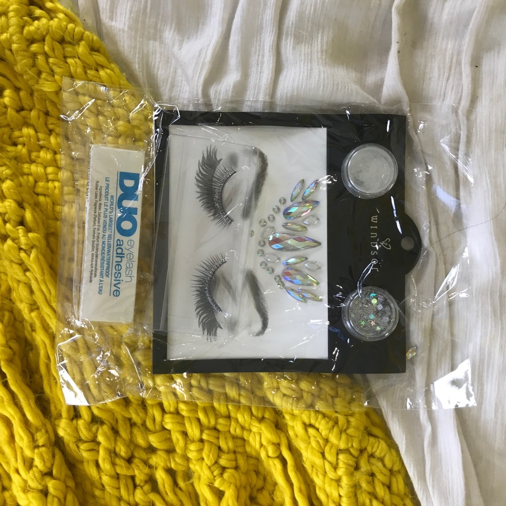 Eyelashes + gems for festival